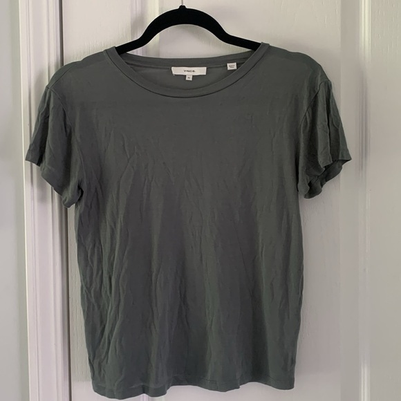 Vince olive gray green tee shirt top silky flowing fabric size XS‎ - Picture 2 of 7